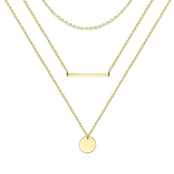 GrafVonZepp Jewelry - 18K Gold Plated Women's 3 Layered Necklaces Waterproof Hypoallergenic Jewelry